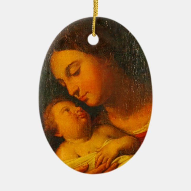 Madonna & Child - Anton Raphael Mengs Julgransprydnad Keramik (Framsidan)