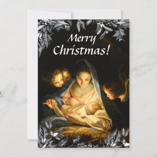 Madonna Child ClassicArt Victorian Holly-jul Julkort