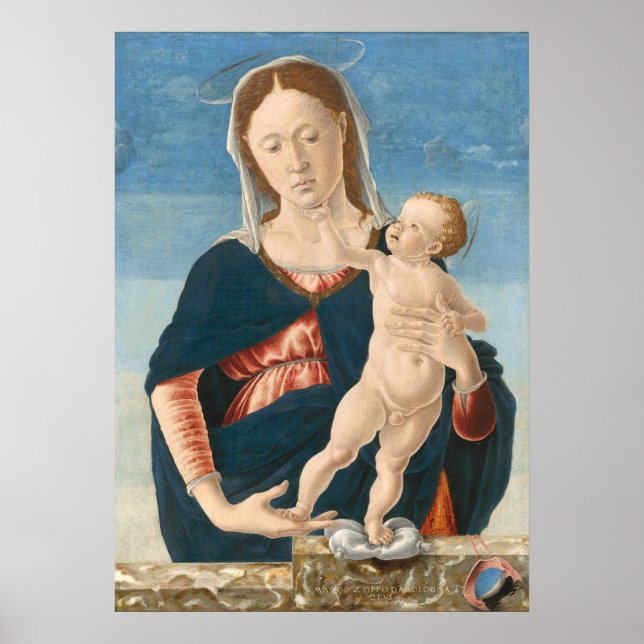Madonna Child Marco Zoppo, italienska Fine Art Pos Poster (Framsidan)