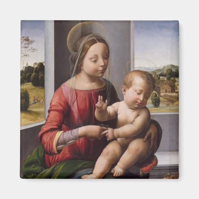 Madonna & Child med John Baptist Magnet (Framsidan)