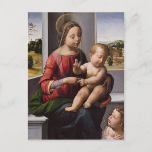 Madonna & Child med John Baptist Vykort