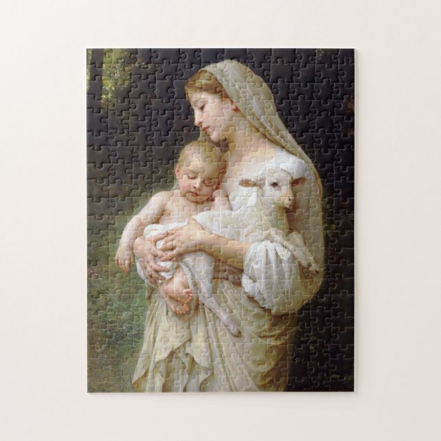 Madonna & Child med lamb jul Puzzle Pussel (Vertikal)