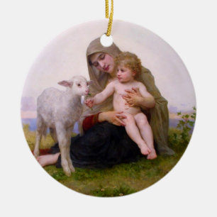 Madonna & Child med Lamb julprydnad Julgransprydnad Keramik