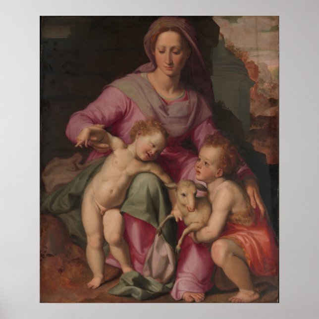 Madonna & Child med Saint John Baptist Poster (Framsidan)