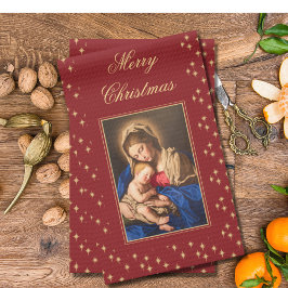Madonna & Child Religiösa Juldekorationer Kökshandduk
