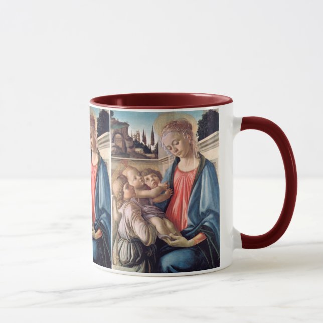 Madonna & Child Two Änglar Botticelli Fine Art Mugg (Höger)