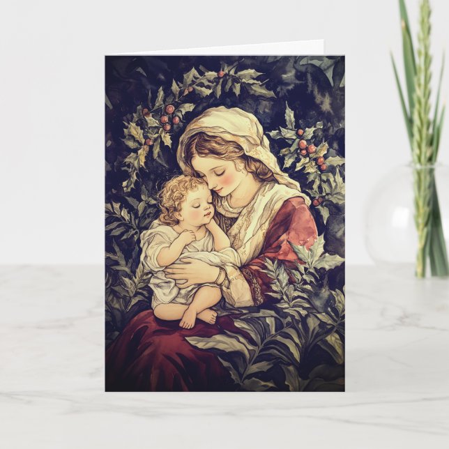 Madonna Child Vintage-julkort Helgkort (Framsida)