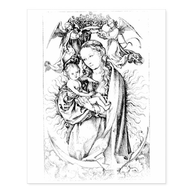 Madonna crowned by two Angels Rubber Stamp Stämpel (Tryck)