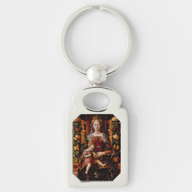 Madonna della Candeletta av Carlo Crivelli Rektangulärt Silverfärgad Nyckelring (Framsidan)