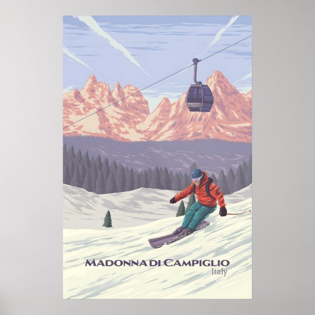 Madonna di Campiglio skidområde reseaffisch Poster (Framsidan)