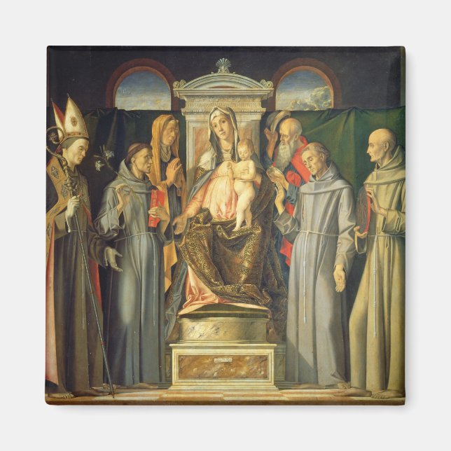 Madonna Enthroned, 1480 (olja på panelen) Magnet (Framsidan)