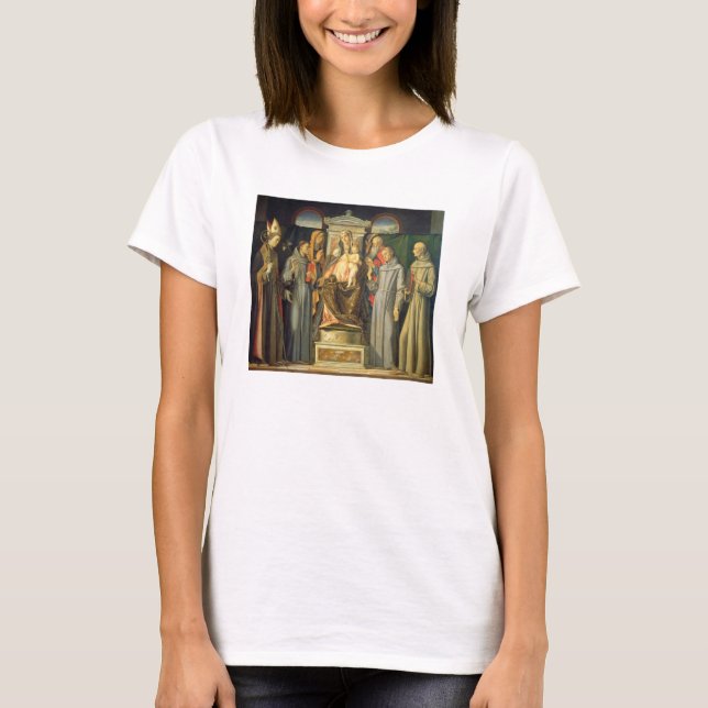 Madonna Enthroned, 1480 (olja på panelen) Tee Shirt (Framsida)