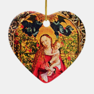 MADONNA FRÅN RO BOWER MISTLETOES,HOLLY BERRIES JULGRANSPRYDNAD KERAMIK