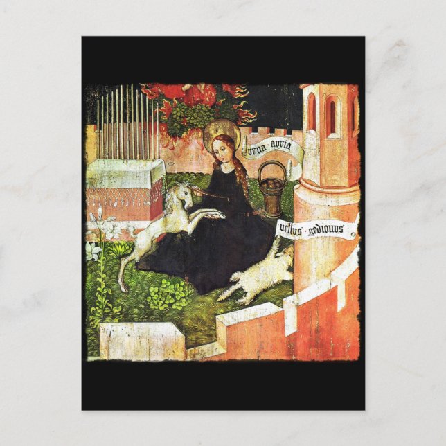 Madonna Holding White Unicorn Vykort (Framsida)