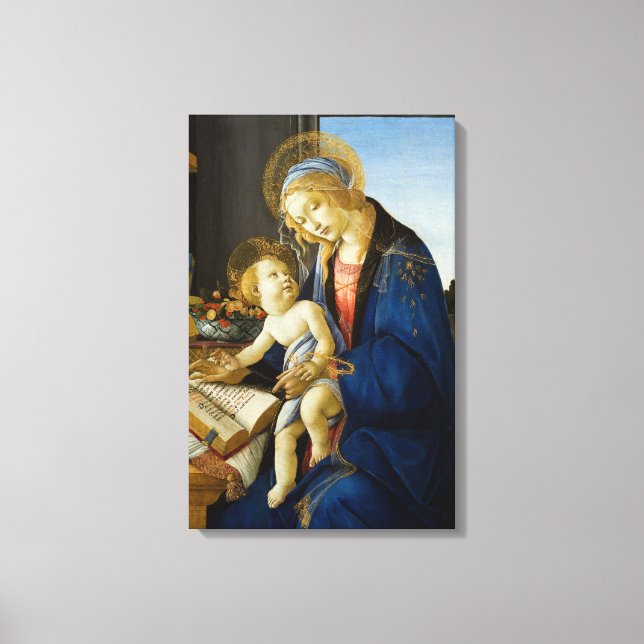 Madonna i Bok från Botticelli Canvastryck (Framsida)