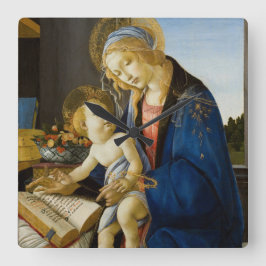 Madonna i Bok från Botticelli Fyrkantig Klocka