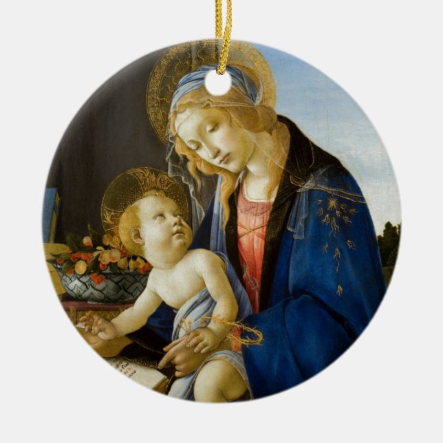 Madonna i Bok från Botticelli Julgransprydnad Keramik (Framsidan)