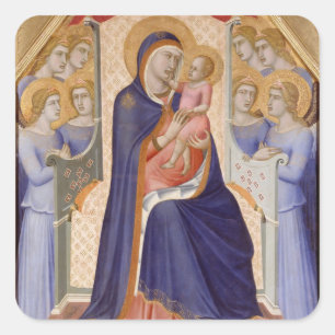 Madonna i härlighet, c.1315 (tempera på panel) fyrkantigt klistermärke