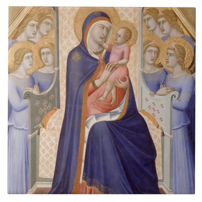 Madonna i härlighet, c.1315 (tempera på panel) kakelplatta (Framsidan)