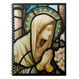 Madonna i Prayer Stached Glass Anteckningsbok
