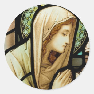 Madonna i Prayer Stached Glass Runt Klistermärke