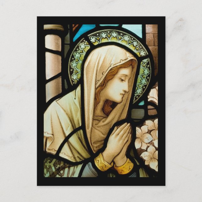 Madonna i Prayer Stached Glass Vykort (Framsida)