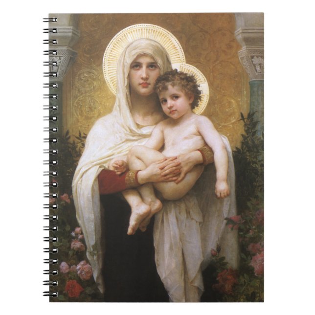 Madonna i Ro av Bouguereau Anteckningsbok Med Spiral (Framsidan)