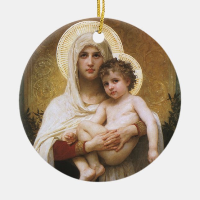 Madonna i Ro av Bouguereau Julgransprydnad Keramik (Framsidan)