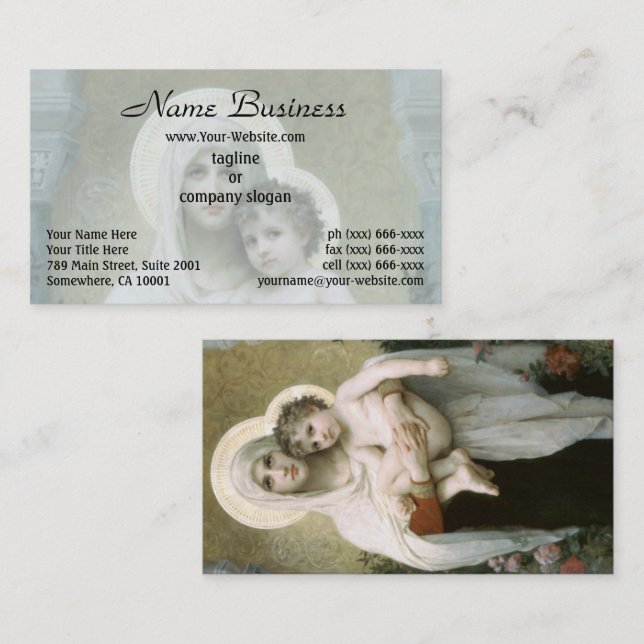 Madonna i Ro av William-Adolphe Bouguereau Visitkort (Fram/baksida)