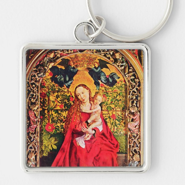 MADONNA I RO BOWER FYRKANTIG SILVERFÄRGAD NYCKELRING (Framsidan)
