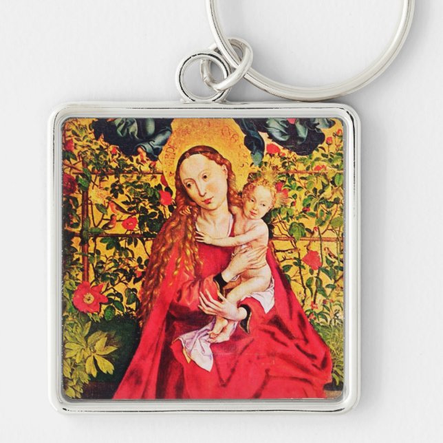 MADONNA I RO BOWER FYRKANTIG SILVERFÄRGAD NYCKELRING (Framsidan)