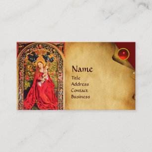 MADONNA I RO BOWER PARCHMENT ,Red Ruby Gem Visitkort