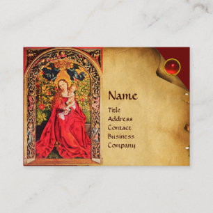MADONNA I RO BOWER PARCHMENT ,Red Ruby Gem Visitkort
