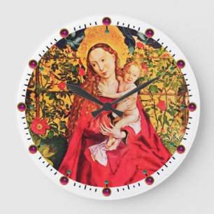 MADONNA I RO BOWER, ROSA FUCHSIA GEMS, Vit Stor Klocka