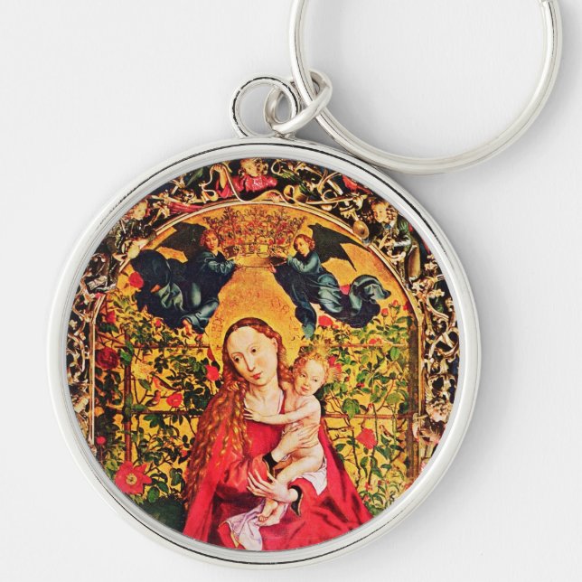 MADONNA I RO BOWER RUND SILVERFÄRGAD NYCKELRING (Framsidan)