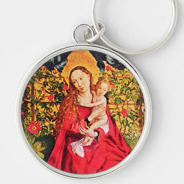 MADONNA I RO BOWER RUND SILVERFÄRGAD NYCKELRING (Framsidan)