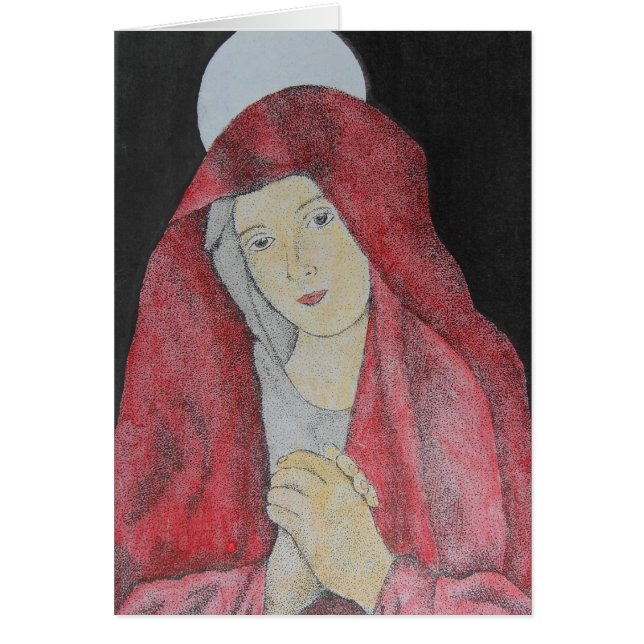 madonna i rött hälsningskort (Framsidan)