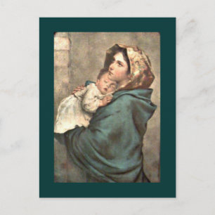 Madonna i Scarf Holds Baby Jesus Vykort