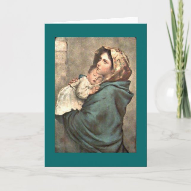 Madonna i slöja håller Jesusbarnet Helgkort (Framsida)