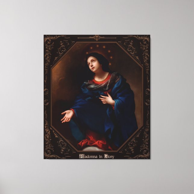 Madonna in Glory av Carlo Dolci Canvastryck (Framsida)