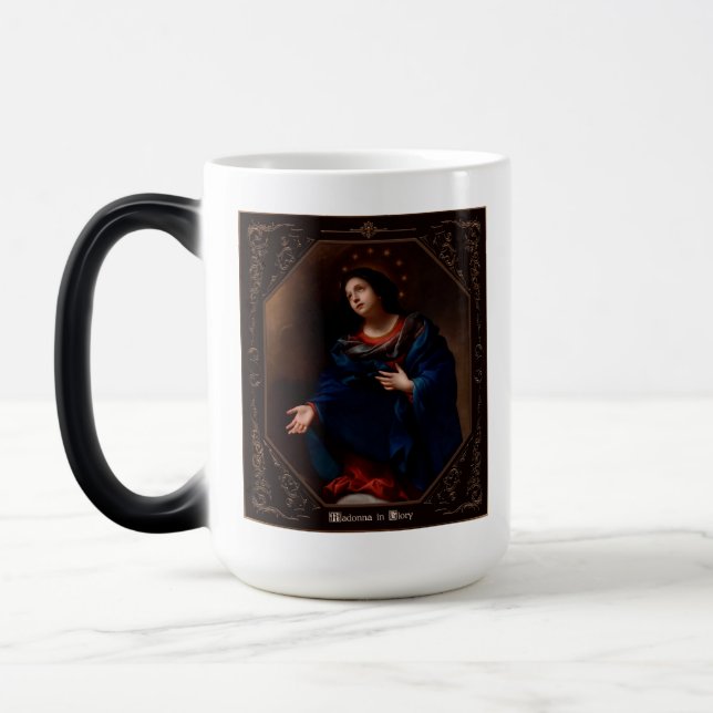 Madonna in Glory av Carlo Dolci Magisk Mugg (Vänster)