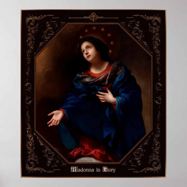 Madonna in Glory av Carlo Dolci Poster (Framsidan)