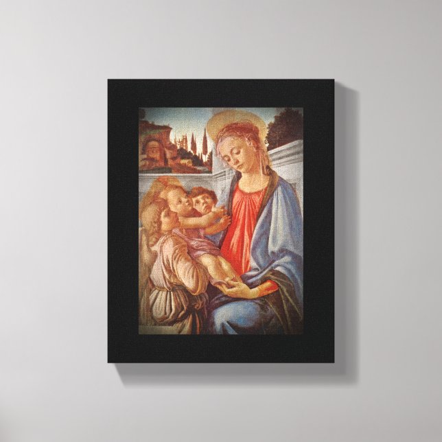 Madonna Kristus Child och Änglar Canvastryck (Framsida)