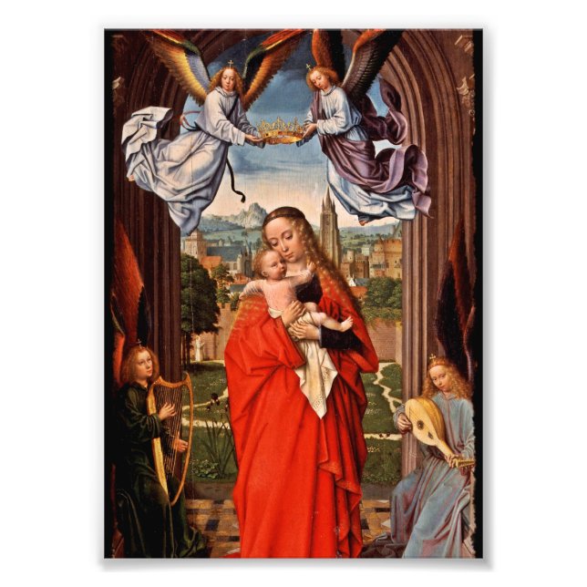 Madonna Kristus Child och Änglar Fototryck (Framsidan)