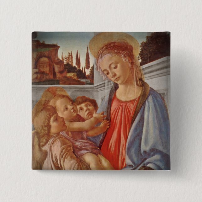 Madonna Kristus Child och Two Änglar Knapp (Framsida)