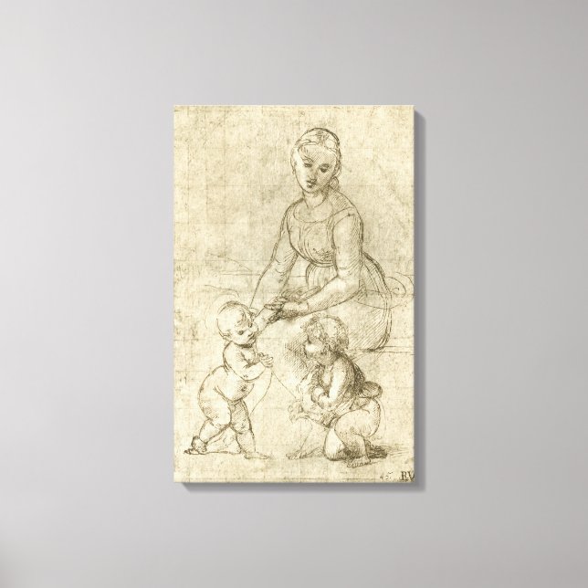 Madonna, Kristus, Johannes döparen av Rapahel Canvastryck (Framsida)