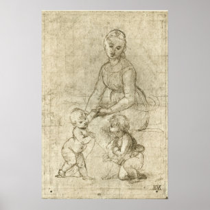Madonna, Kristus, Johannes Döparen av Rapahel Poster