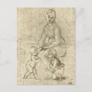 Madonna, Kristus och Johannes Döparen av Rafael Vykort