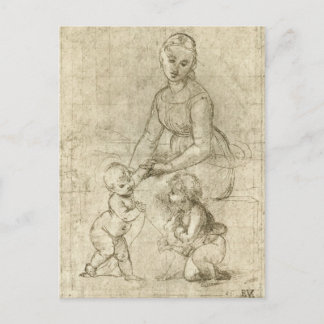 Madonna, Kristus och Johannes Döparen av Rafael Vykort