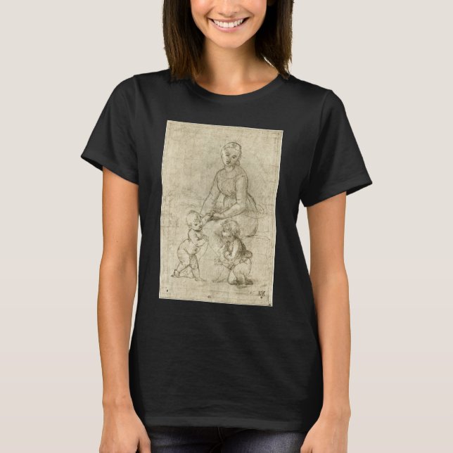 Madonna, Kristus och Johannes Döparen av Rapahel Tee Shirt (Framsida)
